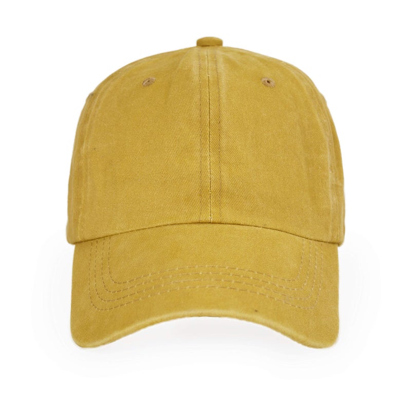 LANGZHEN Unisex Baseball Cap 100% Cotton Fits Men Women Washed Denim Adjustable Dad Hat(Yellow, Large) - Image 2